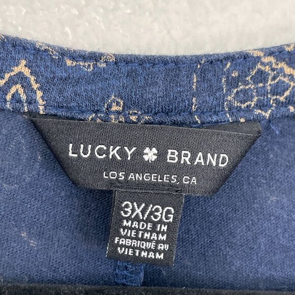 Lucky Brand Womens Plus 3X Tunic Top 3/4 Sleeve V Neck Shirt Boho - Picture 4 of 11